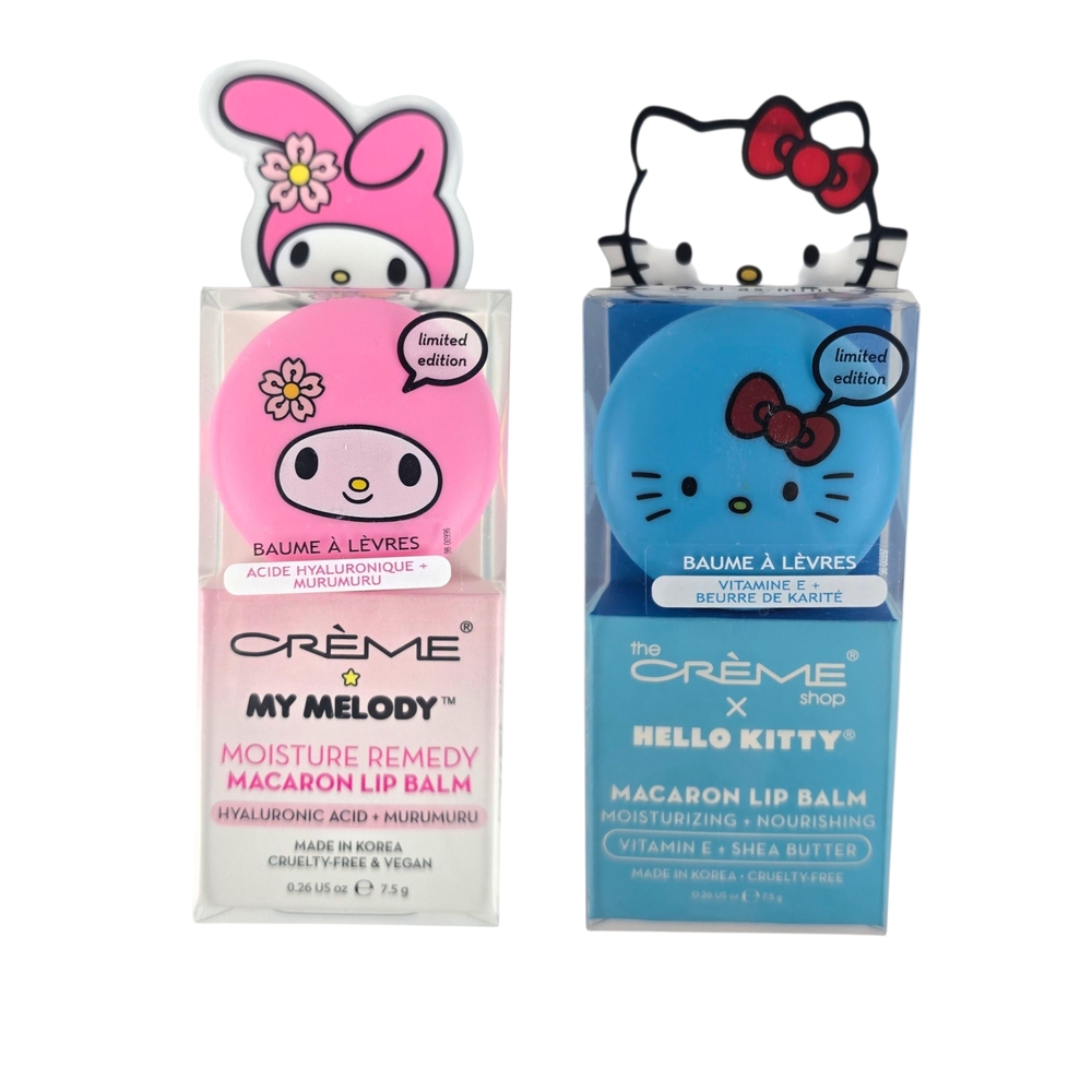 The Creme Shop x Hello Kitty and My Melody Macaron Lip Balm Set, Limited Edition
